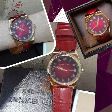 michael kors channing red leather watch|Michael Kors Watch model nadja.